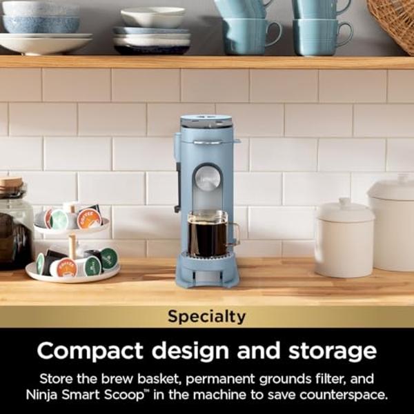Ninja Pod & Grounds Specialty XL Single-Serve Coffee Maker, K-Cup Pod Compatible, Brews Grounds, Compact Design, Built-In Milk Frother, 68-oz. Reservoir, 6oz. Cup-24oz. Mug Sizes, 