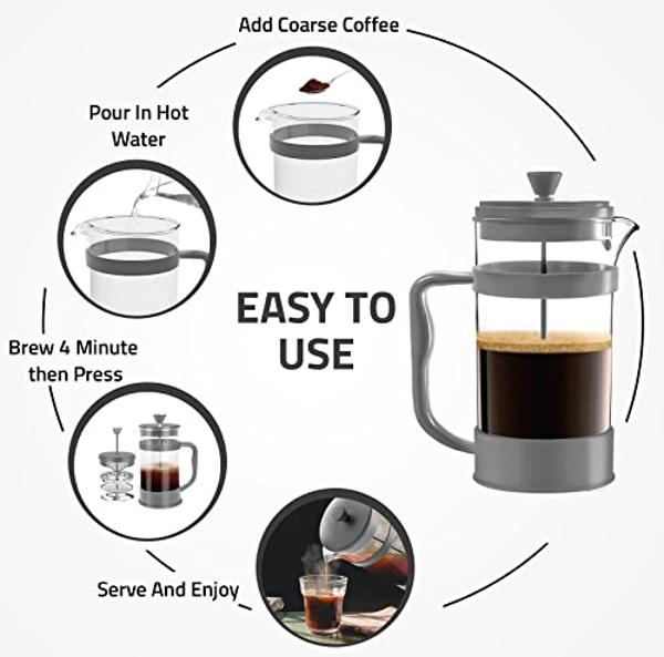 OVALWARE Airtight Cold Brew Iced Coffee Maker Pitcher and Tea Infuser with Spout - 1.0L / 34oz Ovalware RJ3 Brewing Glass Carafe with Removable Stainless Steel Filter