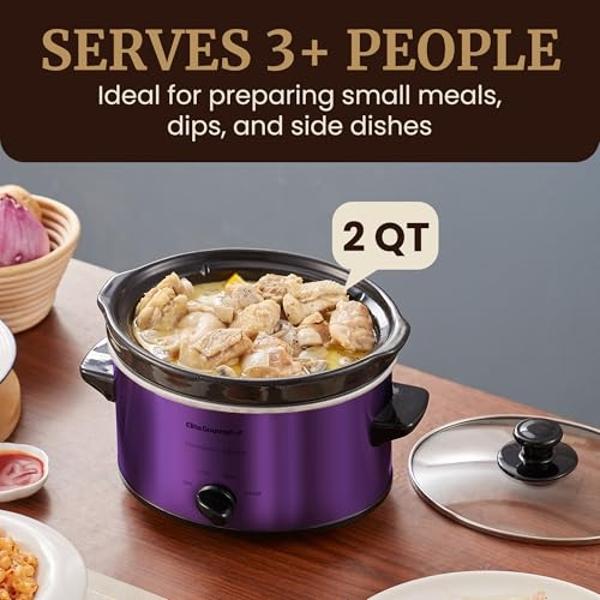 Elite Gourmet MST-350B Electric Slow Cooker, Adjustable Temp, Entrees, Sauces, Stews & Dips, Dishwasher Safe Glass Lid & Crock (3 Quart, Black)