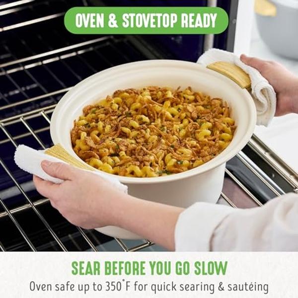 GreenLife 6 QT Ceramic Non Stick Slow Cooker, PFAS-Free Programmable Removable Pot for Family Meals, Sear on Stovetop Keep Warm, Digital Timer, Dishwasher Safe Glass Lid & Crock, Q