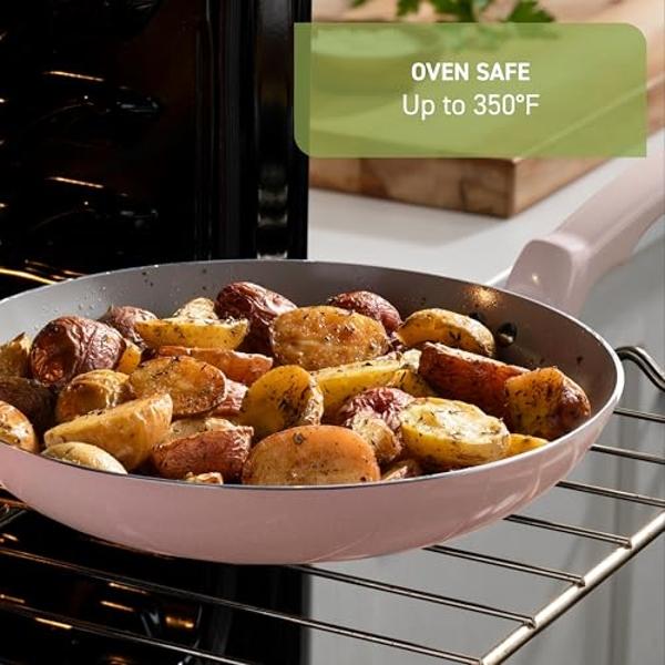 T-fal Refresh Ceramic Ceramic Non Stick Jumbo Cooker w/Lid 5 Quart Oven Broiler Safe 350F Dusty Rose