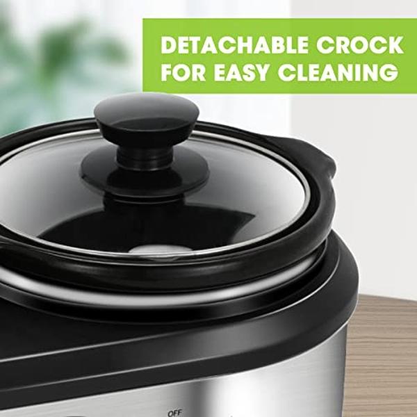 Elite Gourmet MST-350B Electric Slow Cooker, Adjustable Temp, Entrees, Sauces, Stews & Dips, Dishwasher Safe Glass Lid & Crock (3 Quart, Black)
