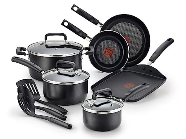 T-fal Signature Nonstick Cookware Set 12 Piece, Oven Broiler Safe 350F, Pots and Pans, Kitchen Cooking Set w/Fry Pans, Saucepans, Saute Pan, Dutch Oven, Griddle, Kitchen, Home, Dis