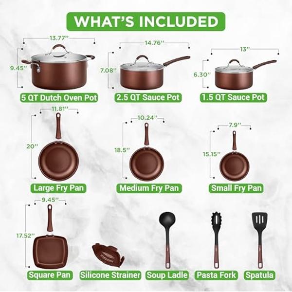 Ninja C38000 Foodi NeverStick Premium 8-Piece Cookware Set with Glass Lids, Hard-Anodized, Nonstick, Durable & Oven Safe to 500°F, Slate Grey