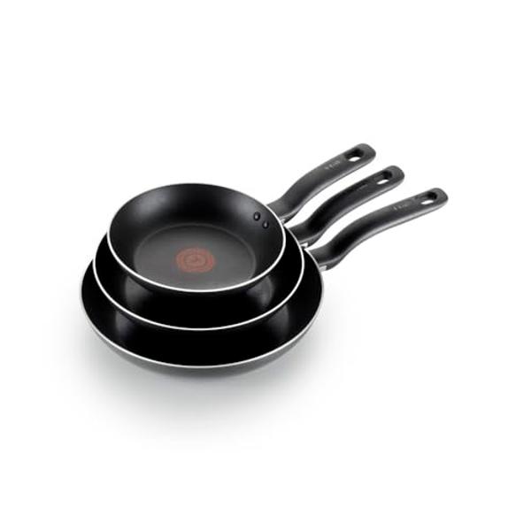 T-fal Specialty Nonstick Fry Pan Set 3 Piece, 8, 9.5, 11 Inch, Oven Broiler Safe 350F, Cookware, Pots and Pans Set Non Stick, Kitchen Frying Pans, Skillets, Durable, Dishwasher, Bl