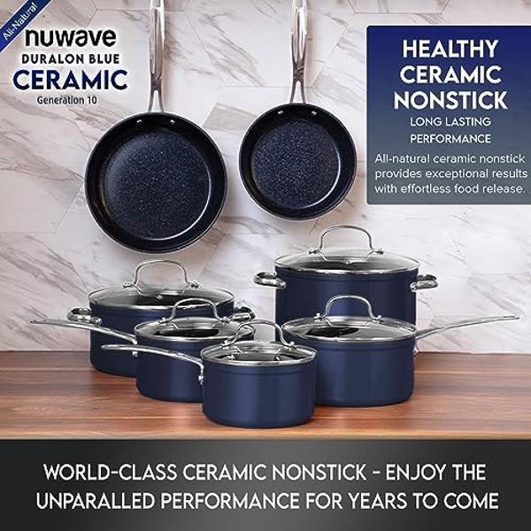 Ninja C38000 Foodi NeverStick Premium 8-Piece Cookware Set with Glass Lids, Hard-Anodized, Nonstick, Durable & Oven Safe to 500°F, Slate Grey