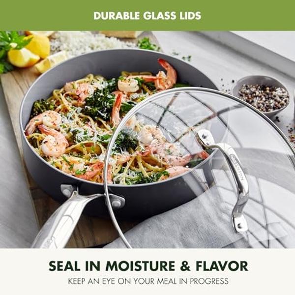 GreenPan Valencia Pro Hard Anodized Healthy Ceramic Nonstick 22 Piece Cookware Pots & Pans Set, Fry Grill, Griddle, Saute & Sauce Pans, Stockpot,Lids, PFAS-Free, Induction, Dishwas