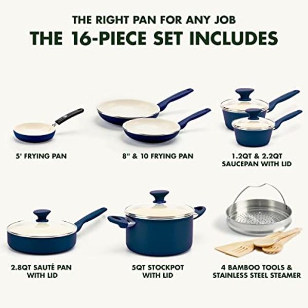 GreenPan Valencia Pro Hard Anodized Healthy Ceramic Nonstick 22 Piece Cookware Pots & Pans Set, Fry Grill, Griddle, Saute & Sauce Pans, Stockpot,Lids, PFAS-Free, Induction, Dishwas