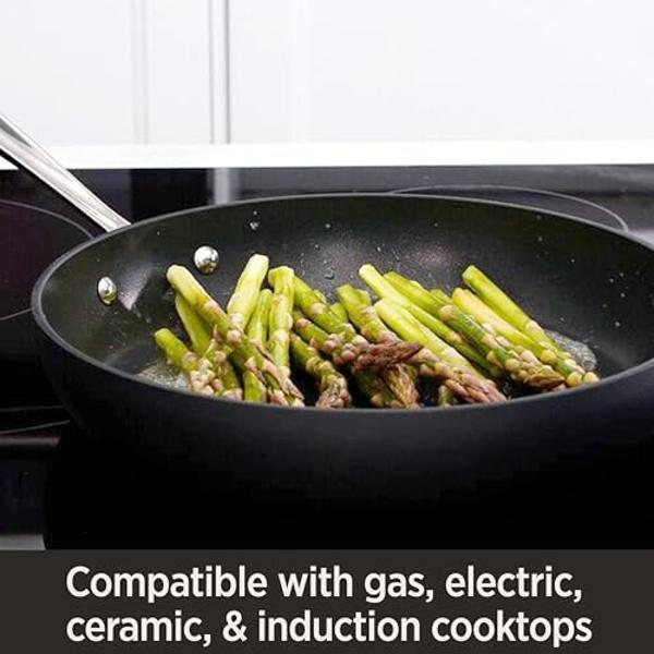 All-Clad HA1 Hard Anodized Nonstick Pots and Pans Set Non Stick Cookware Sets, Oven Broiler Safe 500F, Black