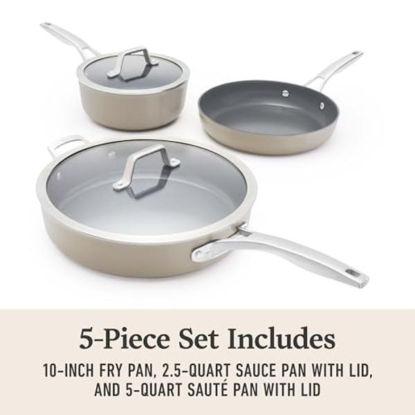GreenPan Canterbury Hard Anodized Healthy Ceramic Nonstick, 10 Piece Cookware Pots and Pans Set, PFAS-Free, Dishwasher Safe, Oven Safe, Black