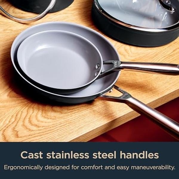 GreenPan Canterbury Hard Anodized Healthy Ceramic Nonstick, 10 Piece Cookware Pots and Pans Set, PFAS-Free, Dishwasher Safe, Oven Safe, Black