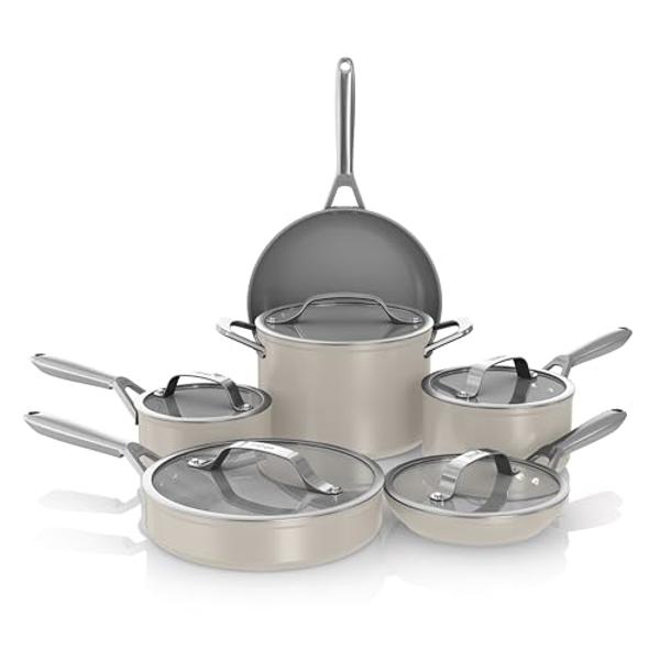 All-Clad HA1 Hard Anodized Nonstick Pots and Pans Set Non Stick Cookware Sets, Oven Broiler Safe 500F, Black