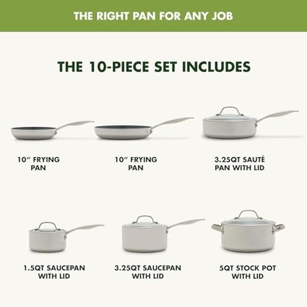 Paris Hilton Ceramic Nonstick Cookware Set, Cast Aluminum with Dual Layer Nonstick Coating, Gold Heart Knobs, Stay-Cool Handles, Made without PFAS, PFOA, PFOS & PTFE, Dishwasher Sa
