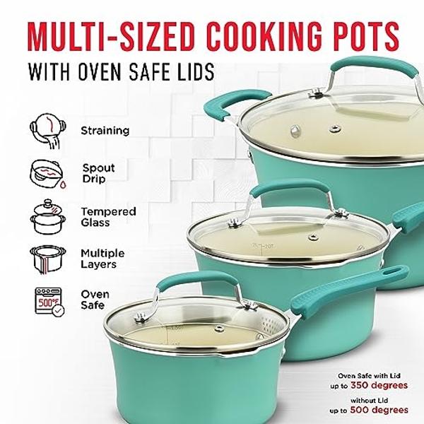 All-Clad HA1 Hard Anodized Nonstick Pots and Pans Set Non Stick Cookware Sets, Oven Broiler Safe 500F, Black