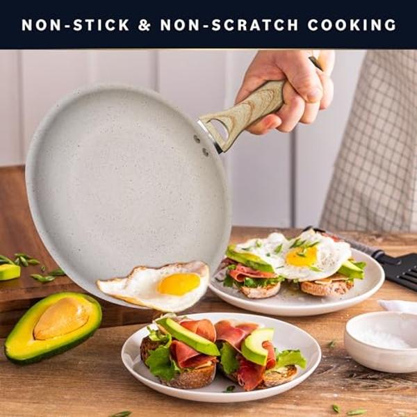 Home Hero Pots and Pans Set Non Stick - Induction Compatible Kitchen Cookware Sets + Bakeware Sets - Non Stick, PFOA Free, Oven Safe Pot and Pan Set Nonstick (23 Pcs - Cream)