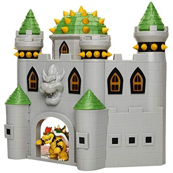 Super Mario Nintendo Deluxe Bowser's Castle Playset with 2.5" Exclusive Articulated Bowser Action Figure, Interactive Play Set with Authentic in-Game Sounds