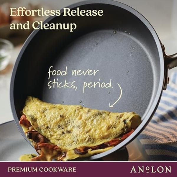 Anolon Accolade Forged Hard Anodized Nonstick Cookware Pots and Pans Set, 12 Piece - Moonstone Gray