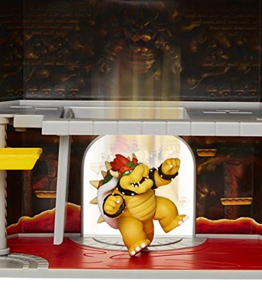 Super Mario Nintendo Deluxe Bowser's Castle Playset with 2.5" Exclusive Articulated Bowser Action Figure, Interactive Play Set with Authentic in-Game Sounds