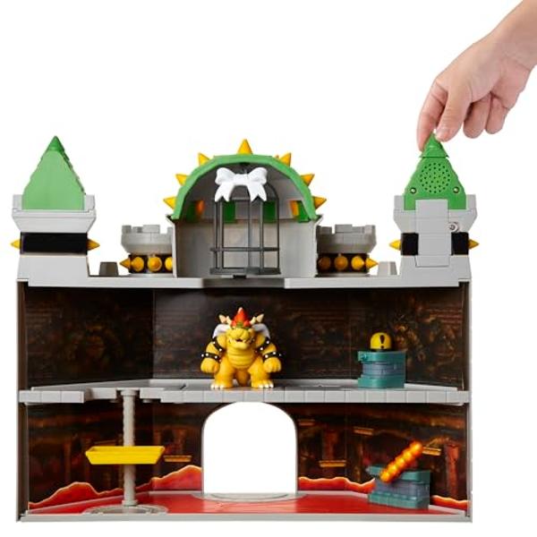 Super Mario Nintendo Deluxe Bowser's Castle Playset with 2.5" Exclusive Articulated Bowser Action Figure, Interactive Play Set with Authentic in-Game Sounds