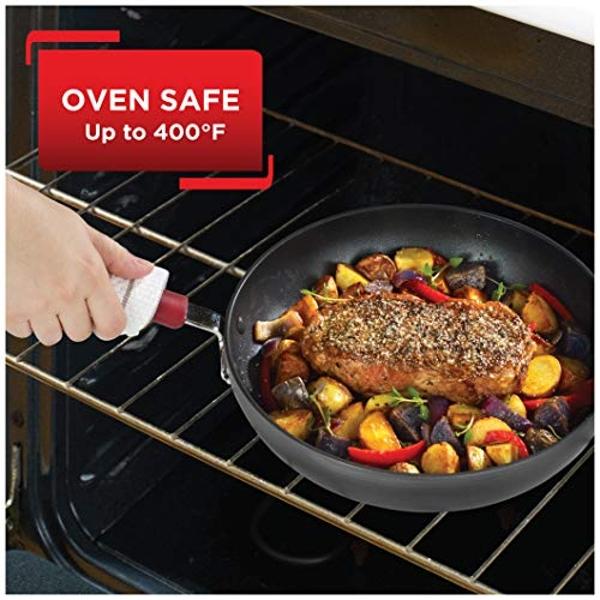 T-fal Ultimate Hard Anodized Nonstick Cookware Set 12 Piece, Oven Broiler Safe 600F, Kitchen Cooking Set w/Fry Pans, Saucepans, Dutch Oven, Kitchen Utensils, Pots and Pans, Dishwas