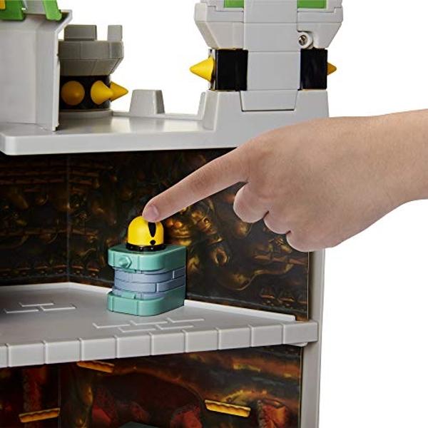 Super Mario Nintendo Deluxe Bowser's Castle Playset with 2.5" Exclusive Articulated Bowser Action Figure, Interactive Play Set with Authentic in-Game Sounds