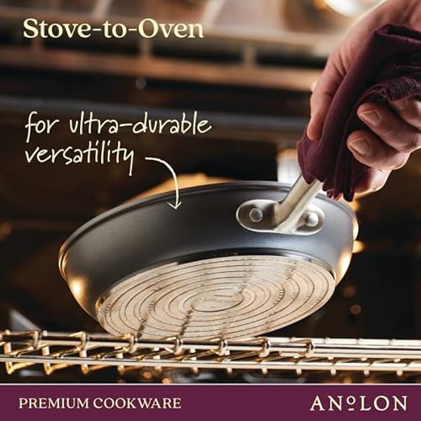 Anolon Accolade Forged Hard Anodized Nonstick Cookware Pots and Pans Set, 12 Piece - Moonstone Gray