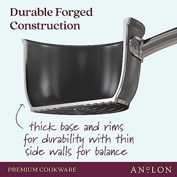 Anolon Accolade Forged Hard Anodized Nonstick Cookware Pots and Pans Set, 12 Piece - Moonstone Gray