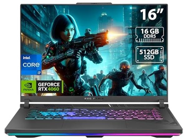 ASUS ROG Strix G16 (2023) Gaming Laptop, 16” 16:10 FHD 165Hz, GeForce RTX 4060, Intel Core i7-13650HX, 16GB DDR5, 512GB PCIe SSD, Wi-Fi 6E, Windows 11, G614JV-AS73, Eclipse Gray