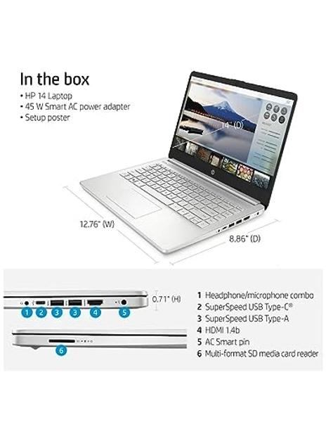 HP 14" FHD Laptop , AMD Ryzen 3-3250, 4GB RAM, 128GB SSD, Silver, Windows 11 (S mode)