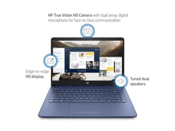HP Stream 14" HD Laptop, Intel Celeron N4120, 4GB RAM, 64GB eMMC, Windows 11 Home in S Mode with Office 365 Personal for 1 Year (14-cf2111wm, Blue)