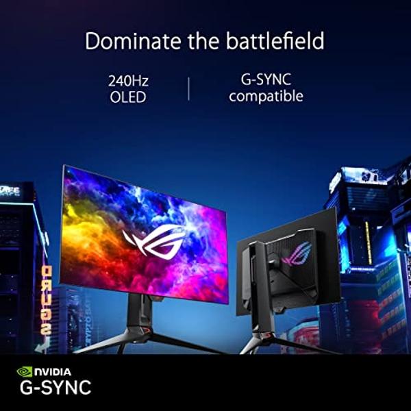 ASUS ROG Swift 27”1440P OLED DSC Gaming Monitor (PG27AQDM) - QHD (2560x1440), 240Hz, 0.03ms, G-SYNC Compatible, Anti-Glare Micro-Texture Coating, 99% DCI-P3, True 10-bit, DisplayPo