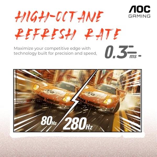 AOC C27G2Z 27" Curved Frameless Ultra-Fast Gaming Monitor, FHD 1080p, 0.5ms 240Hz, FreeSync, 2x HDMI 2.0, 1x Display Port, Height Adjustable, Xbox PS5 Switch Ready, 3-Year Zero-Bri