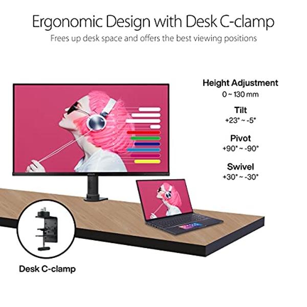 ASUS ProArt Display 32” 4K HDR Monitor (PA329CV) - UHD (3840 x 2160), IPS, 100% sRGB/Rec.709, ΔE < 2, Calman Verified, USB-C Power Delivery, DisplayPort, HDMI, USB 3.1 Hub, C-clamp