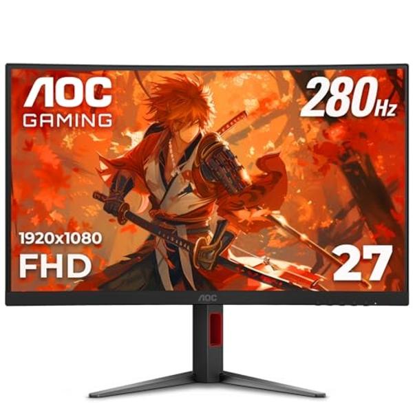 AOC C27G2Z 27" Curved Frameless Ultra-Fast Gaming Monitor, FHD 1080p, 0.5ms 240Hz, FreeSync, 2x HDMI 2.0, 1x Display Port, Height Adjustable, Xbox PS5 Switch Ready, 3-Year Zero-Bri