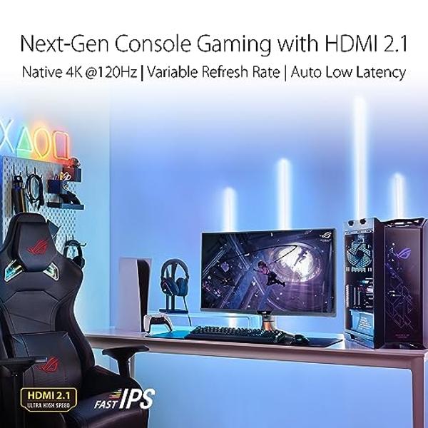 ASUS ROG Swift 32” 4K Mini LED Gaming Monitor (PG32UQXR) -UHD (3840 x 2160), 160Hz, 1ms, Fast IPS, Local dimming, FreeSync Premium Pro, HDMI 2.1, DisplayPort 2.1 with DSC, Quantum 