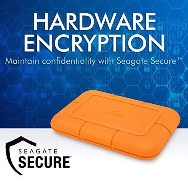 LaCie Rugged SSD 1TB Solid State Drive — USB-C USB 3.2 NVMe speeds up to 1050MB/s, IP67 Water Resistant, 3m Drop resistant, Encryption, 5-year Warranty with Data Recovery, 1 Mo Ado