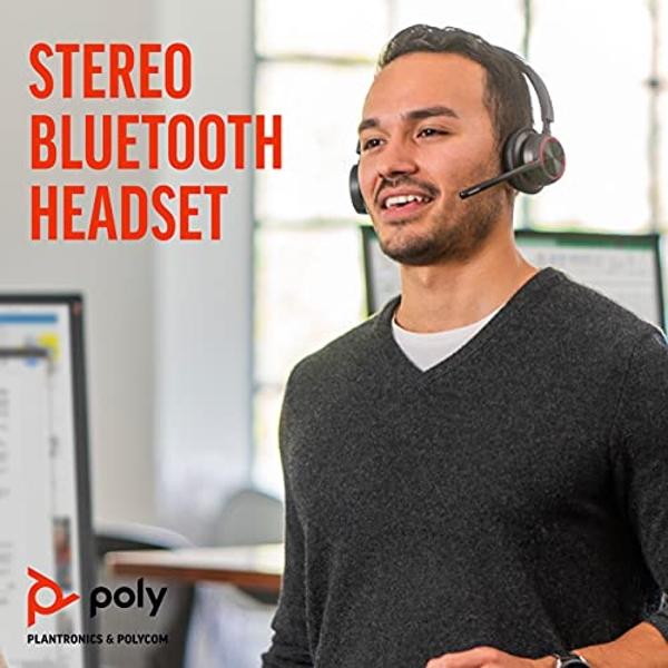 Poly - Voyager 4320 UC Wireless Headset (Plantronics) - Headphones with Boom Mic - Connect to PC/Mac via USB-A Bluetooth Adapter, Cell Phone via Bluetooth - Works with Teams, Zoom 