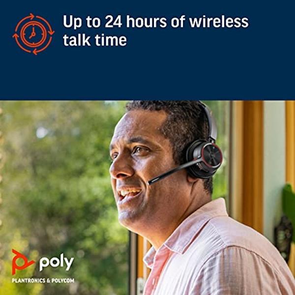 Poly - Voyager 4320 UC Wireless Headset (Plantronics) - Headphones with Boom Mic - Connect to PC/Mac via USB-A Bluetooth Adapter, Cell Phone via Bluetooth - Works with Teams, Zoom 