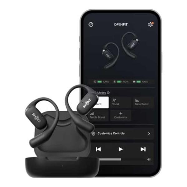 SHOKZ OpenFit Open Ear True Wireless Bone Conduction Earbuds - Black