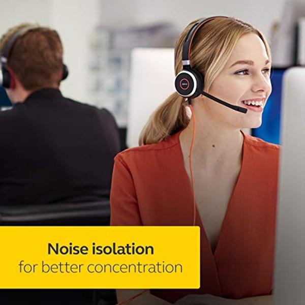 Jabra Evolve 40 Professional Wired Headset, Stereo, MS-Optimized – Telephone Headset for Greater Productivity, Superior Sound for Calls and Music, 3.5mm Jack/USB Connection, All-Da