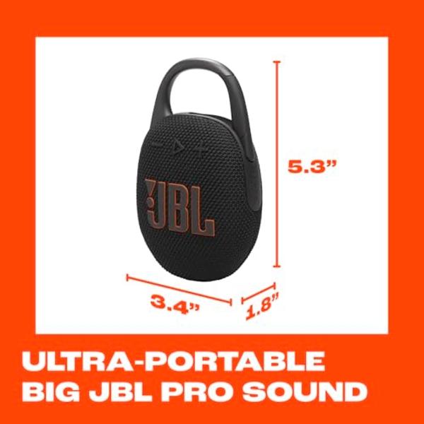JBL Clip 5 - Ultra-Portable, Waterproof & Dustproof Bluetooth Speaker, Big Pro Sound with Punchy bass, Integrated Carabiner, Up to 12 Hours of Play, Made in Part with Recycled Mate