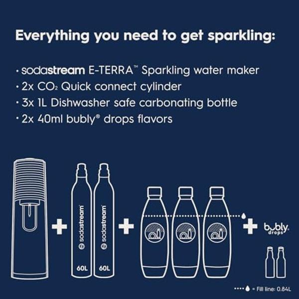 SodaStream E-TERRA Sparkling Water Maker Bundle (White), with CO2 ...