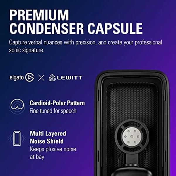 Elgato Wave:3 White - Premium Studio Quality USB Condenser Microphone for Streaming, Podcast, Gaming and Home Office, Free Mixer Software, Anti-Distortion, Plug ’n Play, for Mac, P