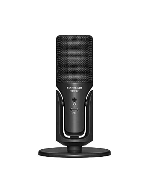 SENNHEISER Professional Profile - USB Cardioid Condenser Microphone & Table Stand, 1.2 m USB-C Cable - Mute Button, Built-in Headphone Jack, Gain, Mix & Volume Control, for PC & Ma