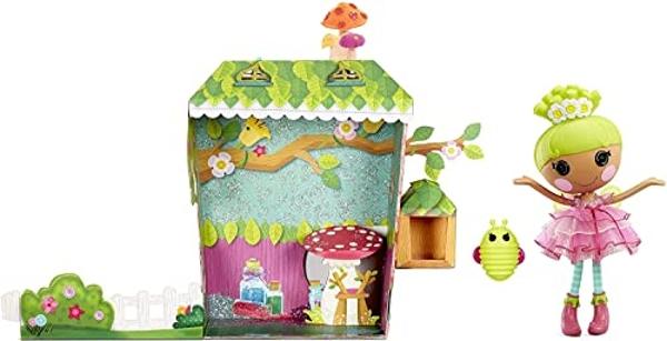 Lalaloopsy Doll- Pix E. Flutters & Pet Firefly, 13" Fairy Doll with Florescent Yellow Hair, Pink Outfit & Accessories, Reusable House Playset- Gifts for Kids, Toys for Girls Ages 3