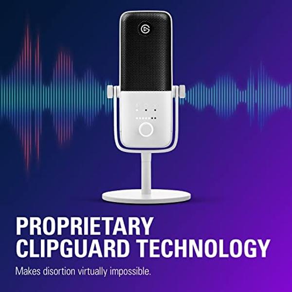 Elgato Wave:3 White - Premium Studio Quality USB Condenser Microphone for Streaming, Podcast, Gaming and Home Office, Free Mixer Software, Anti-Distortion, Plug ’n Play, for Mac, P