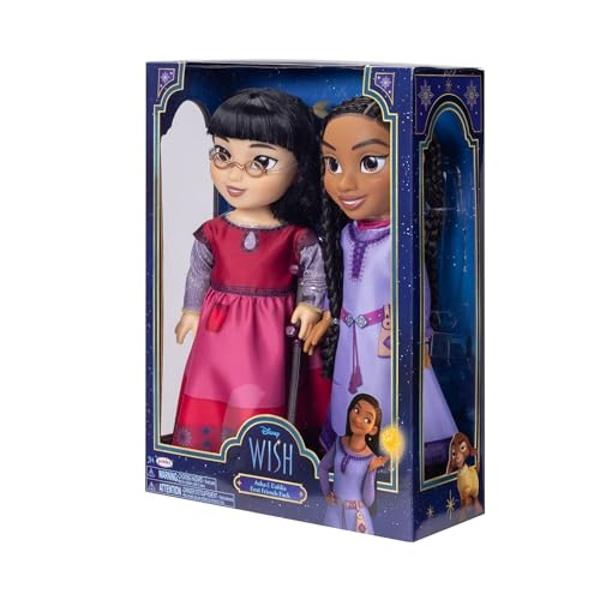 Disney's Wish Asha & Dahlia Dolls Best Friends Pack, 14 Inches Tall, Each with Movie Authentic Outfits and Accessories