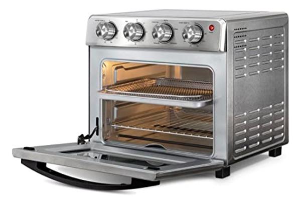 Koblenz Air Fryer Toaster Smart Oven, 4-in-1 Kitchen Countertop Convection, 27-Quarts XL, 100°-500°F Temperature Controls, Top and Bottom Heater, Adjustments Brushed Stainless Stee
