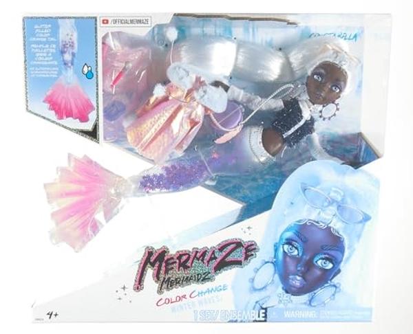 MERMAZE MERMAIDZ™ Winter Waves Crystabella™ Mermaid Fashion Doll with Color Change Fin, Glitter-Filled Tail and Accessories