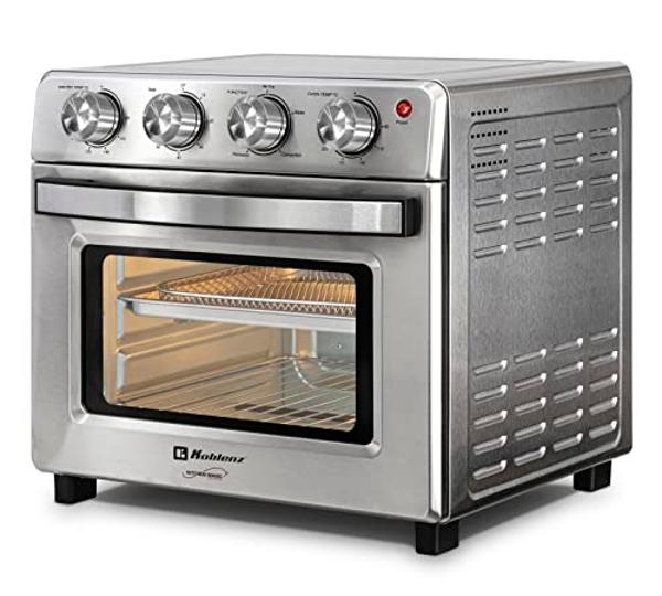 Koblenz Air Fryer Toaster Smart Oven, 4-in-1 Kitchen Countertop Convection, 27-Quarts XL, 100°-500°F Temperature Controls, Top and Bottom Heater, Adjustments Brushed Stainless Stee